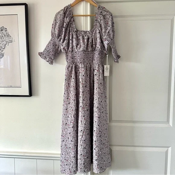 NWT TUCKERNUCK Hyacinth House Lilac Ruched Neck Cali Midi Dress Size Small S - Picture 6 of 13